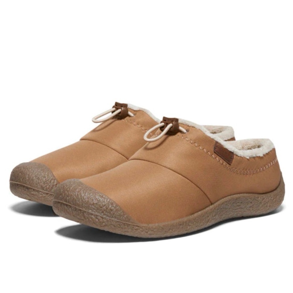 Keen Tan Brown Slip-On Mules with Faux Fur Lining